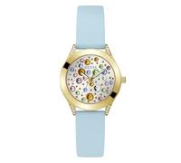 Guess Damen Armbanduhr Mini Wonderlust mit blauem Silikonarmband, 3 Bar, Gehäusedurchmesser: 34 mm, GW0678L1