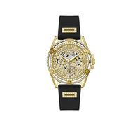 Guess Damen-Armbanduhr Queen Schwarz 40mm mit Zirkonia & Silikonarmband & 1 bar Wasserschutz - GW0536L3
