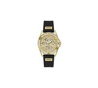 Guess Damen-Armbanduhr Queen Schwarz 40mm mit Zirkonia & Silikonarmband & 1 bar Wasserschutz - GW0536L3