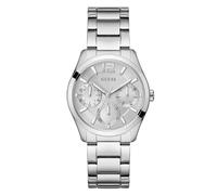 GUESS Armbanduhr Zoe Damen – Multifunktionsuhr, Zirkonia, Edelstahl silber, 38 mm, 5 Bar