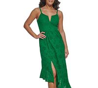 GUESS Damen Asymmetrisches Midikleid aus Baumwolle mit Ösen Cocktailkleid, Kelly, grün, 42