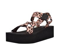 GUESS Damen Avin Keilsandalen, Schwarz/Leopard 908, 37 EU