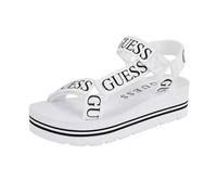 GUESS Damen Avin Keilsandalen, Weiß/Schwarz Logo 137, 37 EU