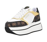 GUESS Damen Camrio Sneaker, Weiß/Gold Logo Multi 140, 40 EU
