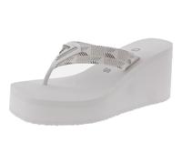GUESS Damen Demmey Sandalen mit Keilabsatz, Elfenbein/Schwarz, 41 EU