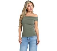 Guess Damen Eco Charlotte Schulterfreies Top, Grüne Pflanze, Mittel