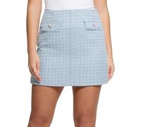 GUESS Damen Eco Daphnee Mini Flap Skirt Rock, Hellblau/Weiß, X-Groß
