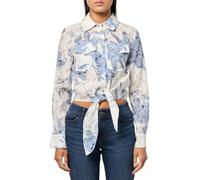 Guess Damen Eco Langarm Adelaide Bow Shirt, Dreaming Lilies Print, Mittel