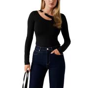 Guess Damen Eco Langarm Eleanor Buckle Top, Schwarz (Jet Black), Groß