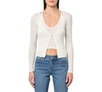 GUESS Damen Eco Langarm Faux Double Layer Reese Sweater, Taubenweiß, Mittel