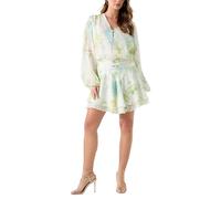 Guess Damen Eco Langarm Magali Flare Minikleid, Gartenlilien-Druck, Mittel