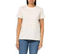 Guess Damen Eco Short Sleeve Gloria Peony T-Shirt, Peony AOP White, X-Groß