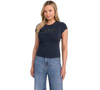 Guess Damen Eco Short Sleeve Pony Hair Logo R5 Tee, Geschwärztes Blau, Klein