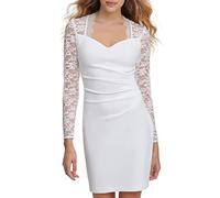 GUESS Damen Etuikleid mit Dreiviertelärmeln und Cut-Out-Detail, Sweatheart aus Spitze, Kobalt, 38