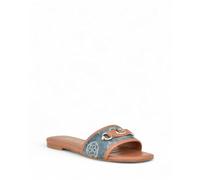 GUESS Damen Hammi Flache Sandale, Blue Denim 420, 41 EU