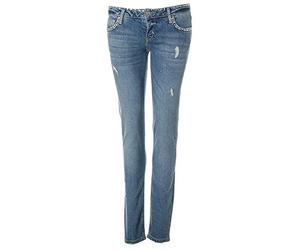 GUESS Damen Jeans Jeanshose Beverly Skinny Ultra Low Strass (blau, W27/L31)