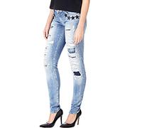 GUESS Damen Jeans Jeanshose Starlet Skinny Low Destroyed (blau, W27/L32)