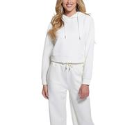 GUESS Damen-Kapuzenpullover mit Pfingstrosen-Logo, Peony Dove White AOP, Klein