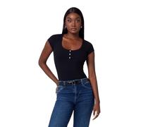 Guess Damen Kurzarm Karlee Jewel Button Henley, Schwarz (Jet Black), X-Klein