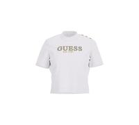 GUESS Damen Kurzarm-T-Shirt Eco mit Metalllogo, Pure White, Medium
