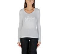 Guess Damen Langarmshirt - Weiß mit Druck & Strassdetails - Größe: M