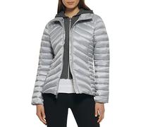 GUESS Damen Leichte Pufferjacke Übergangsjacke, Gestepptes Silber, L