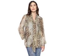 Guess Damen LS Nadine TOP Blouse, Forest Tiger Print, M