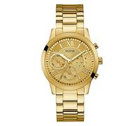 Guess Damenuhr Solar W1070L2 – Multifunktionsuhr, goldfarben, Edelstahlarmband, Datum