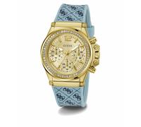 Guess Damen Multifunkion Armbanduhr CHARISMA hellblau, gold 38 mm GW0699L1