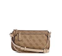 GUESS Damen Noelle Ii Double Pouch Crossbody Umhängetasche, Latte-Logo