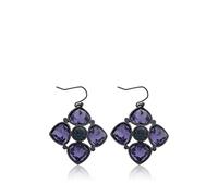 GUESS Damen-Ohrhänger Edelstahl rhodiniert Kristall Zirkonia Pear Cluster Drop violett UBE91104
