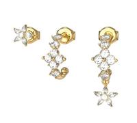 Guess Damen-Ohrringe 3er-Set Creolen und Stecker Flowers JUBE06035JWYGT/U