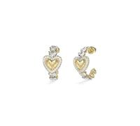 Guess Damen-Ohrringe Creolen Pavé Herz Crystals Goldfarben JUBE06004JWYGT/U