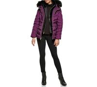 GUESS Damen Puffer Hooded Cold Weather Coat, Violett, M