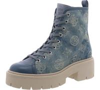 GUESS Damen Shutter Springerstiefel, Blue Denim Logo, 40 EU