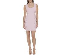 GUESS Damen Side Rouched Sleeveless Square Neck Dress Cocktailkleid, Hellrosa, 42