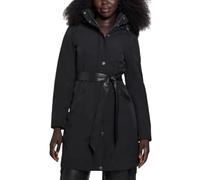 GUESS Damen Softshell Hoodie Gürtel Parka, Schwarz (Jet Black), S