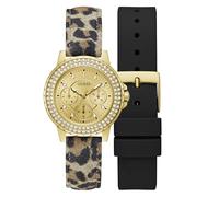 Guess Damen Sport Kristall Multifunktions 36 mm Uhr, Austauschbare Armbänder/Goldfarben/Champagner, one, Classic