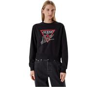 GUESS Damen-Sweatshirt, dreieckiges Logo mit Strass, Schwarz, Schwarz , XL