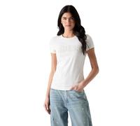 GUESS Slim Fit T-Shirt mit Strasssteinbesatz in Offwhite, Größe M