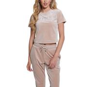 GUESS Damen-T-Shirt, kurzärmelig, Couture Regular, Hautschatten, Mittel