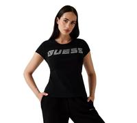 GUESS T-Shirt Logo Strass Schwarz, Schwarz , Large