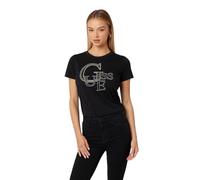 Guess Damen T-Shirt mit kurzen Ärmeln, GUESS mit Nieten, Schwarz (Jet Black), Klein