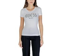 Guess Damen T-Shirt Weiß Druck Kurzarm Herbst Winter Kollekt - Größe: XL