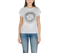 Guess Damen T-Shirt Weiß mit Print Kurzarm Rundhals Baumwoll - Größe: M