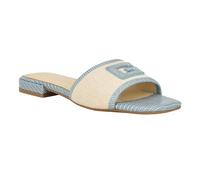 GUESS Damen Tampa Flache Sandale, Light Blue/Beige Multi, 36 EU