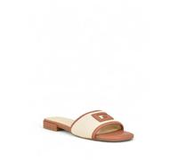 GUESS Damen Tampa Flache Sandale, Medium Natural/Beige Multi, 38.5 EU