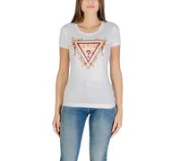 Guess Damen TShirt Weiß Print Kurzarm Rundhals für Herbst Wi - Größe: M