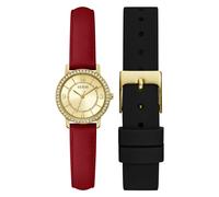 GUESS Analog-Uhrenschatulle, goldfarben und Kristall, Austauschbare Riemen/Goldfarben/Champagner, Einheitsgröße, Klassisch