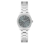Quarzuhr GUESS "MINI LUNA", silber (silberfarben, blau), Armbanduhren, Damen, Quarzuhr, Armbanduhr, Damenuhr, Edelstahlarmband, analog (16993322-0) silberfarben, blau